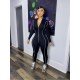 Patchwork Zipper Up Long Sleeve Skinny Jumpsuits