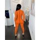 Patchwork Zipper Up Long Sleeve Skinny Jumpsuits