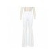 Irregular Ladies White Elastic Waist Flare Trousers 