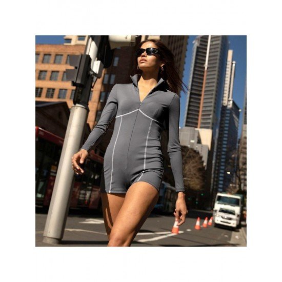 Fall Skinny Zipper Up Long Sleeve Rompers