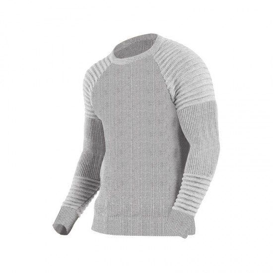  Pure Color Crew Neck Men's Pullover Top