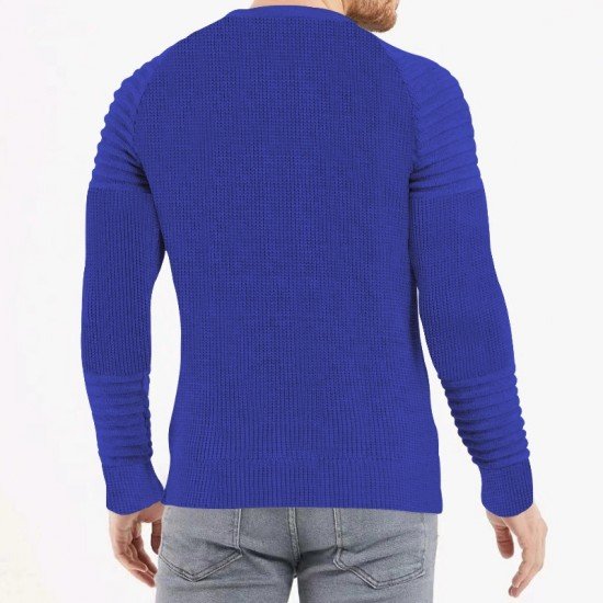  Pure Color Crew Neck Men's Pullover Top