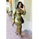  Pure Color V Neck Gilded Women's Jumpsuit