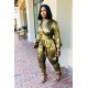  Pure Color V Neck Gilded Women's Jumpsuit