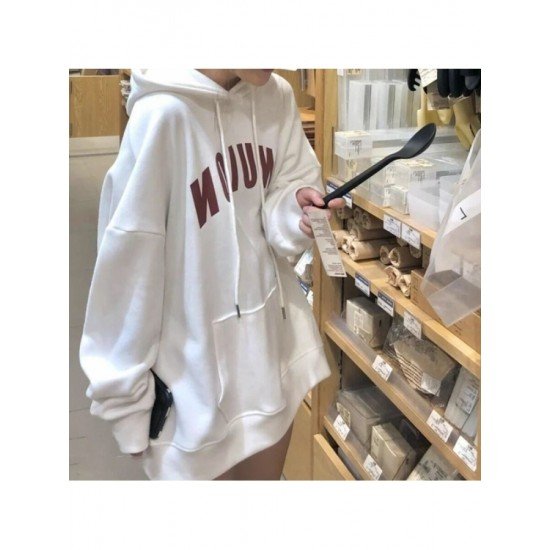  Casual Loose Hooded Letter Printing Sweater