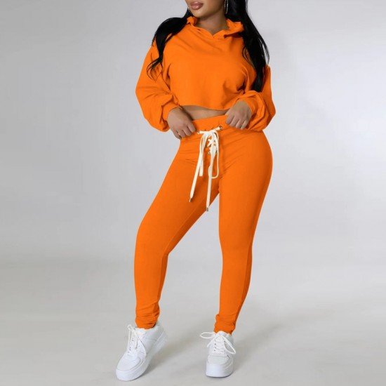 Casual Solid Matching 2 Piece Jogger Sets For Women