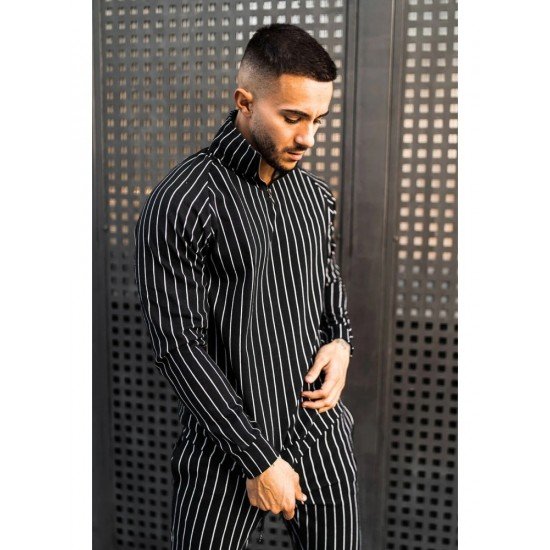  Fashion Leisure Striped Men's Top And Trouser Sets