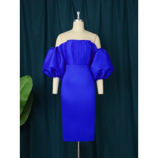 Trendy Plus Size Off Shoulder Lantern Sleeve Dress