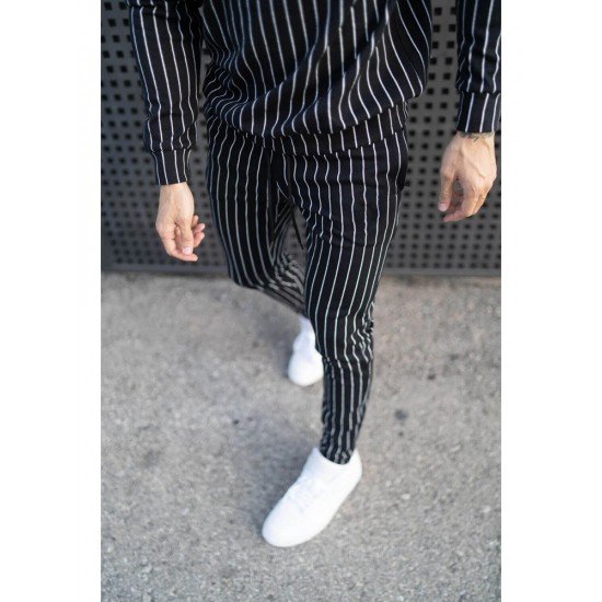  Fashion Leisure Striped Men's Top And Trouser Sets