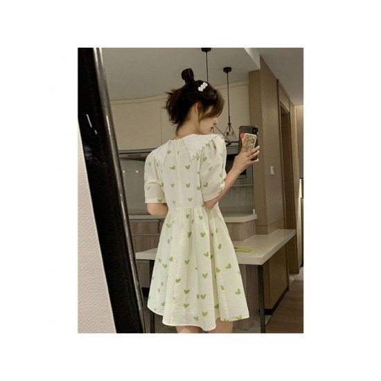  Summer Sweet Green Doll Neck Women's Short Dress