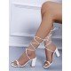  Square Bandage High-heeled Women's Shoes