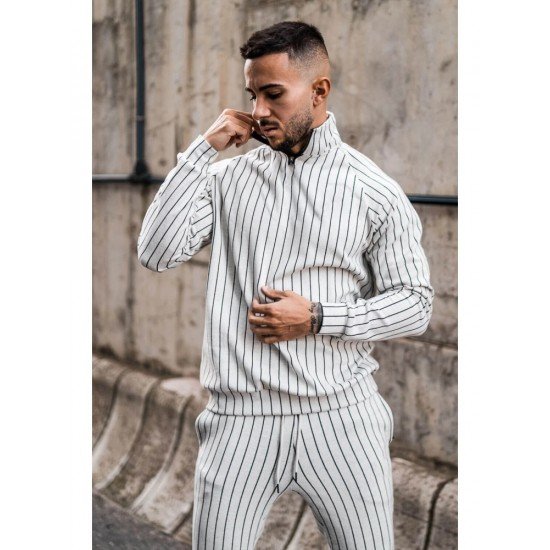  Fashion Leisure Striped Men's Top And Trouser Sets