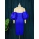 Trendy Plus Size Off Shoulder Lantern Sleeve Dress