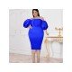 Trendy Plus Size Off Shoulder Lantern Sleeve Dress