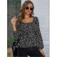 Square Neck Puff Sleeve Loose Blouse 