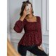 Square Neck Puff Sleeve Loose Blouse 