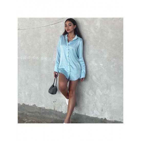 Casual Designer Solid Long Sleeve Shirt Dress