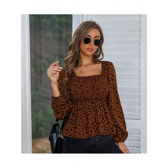 Square Neck Puff Sleeve Loose Blouse 