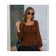 Square Neck Puff Sleeve Loose Blouse 