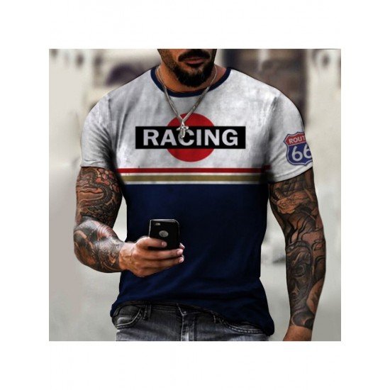  Round Neck Casual Printing Men's T-Shirt