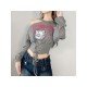  Hot Girl Letter Printing Bandage Women's Crop T-Shirt