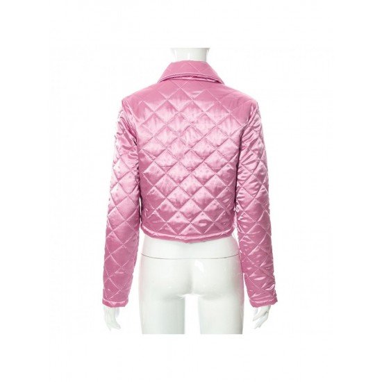 Pink Letter Embroidery Rhombus Lattice Coats