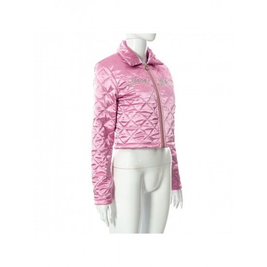 Pink Letter Embroidery Rhombus Lattice Coats