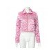 Pink Letter Embroidery Rhombus Lattice Coats