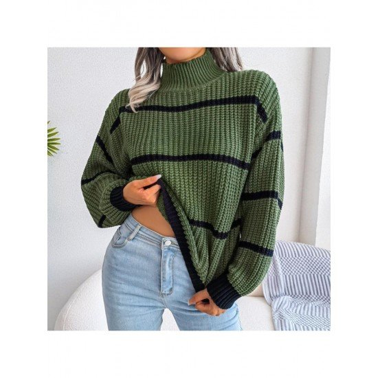  Casual Lantern Sleeve Mock Neck Women's Sweater