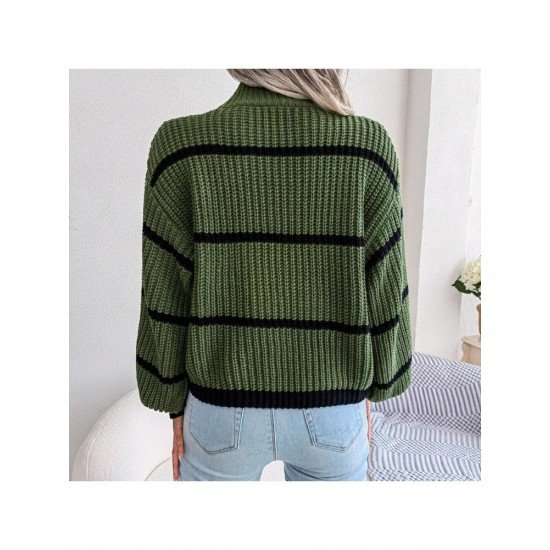  Casual Lantern Sleeve Mock Neck Women's Sweater