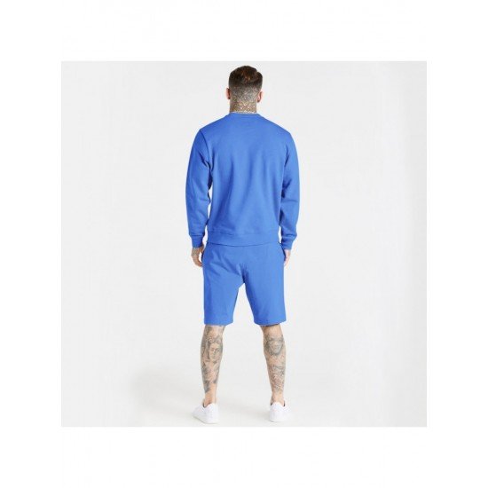  Leisure Round Neck Pure Color Men's Shorts Suit