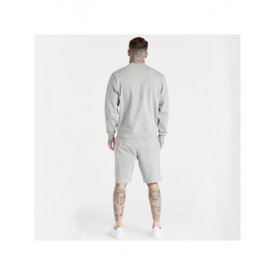  Leisure Round Neck Pure Color Men's Shorts Suit