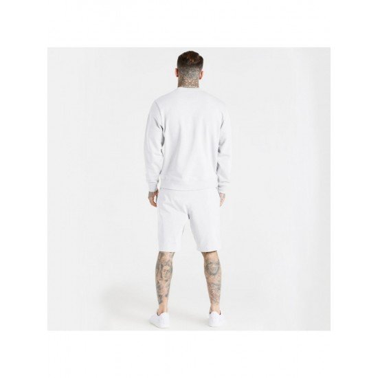  Leisure Round Neck Pure Color Men's Shorts Suit