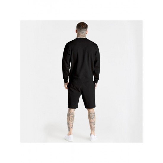  Leisure Round Neck Pure Color Men's Shorts Suit