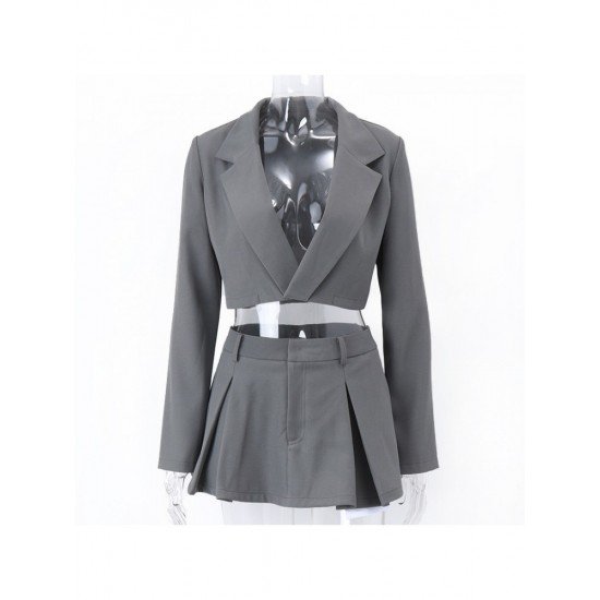 Ladies Blazer Coats And Pleated Skirt Sets