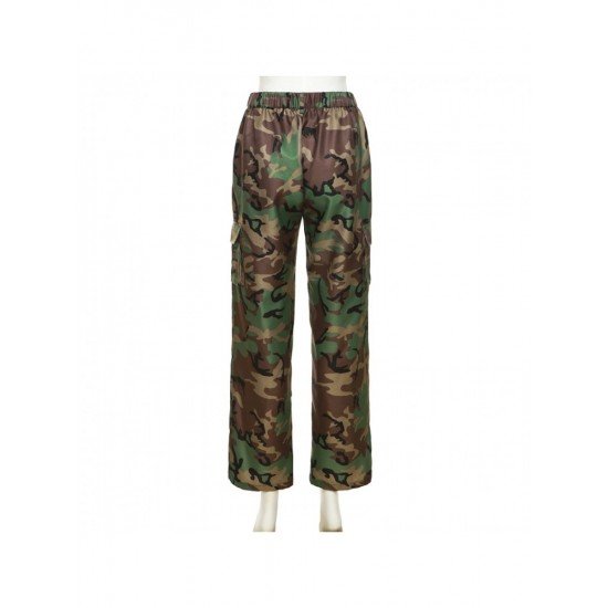 Camouflage Elastic Waist Women Trousers For Women