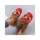  Pure Color Baotou Flat Wool Slippers For Women