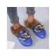  Pure Color Baotou Flat Wool Slippers For Women