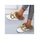  Pure Color Baotou Flat Wool Slippers For Women