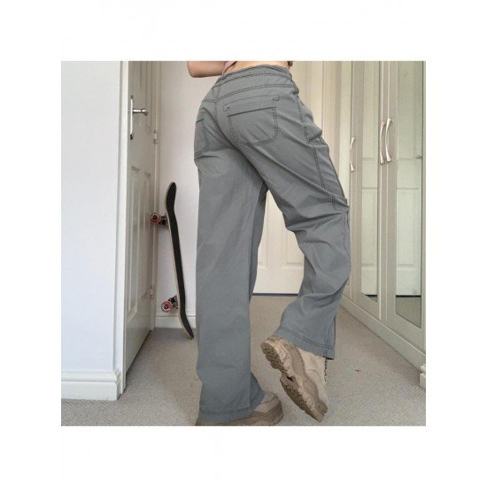 Casual Ladies Gray Solid Straight Leg Jeans