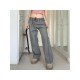 Casual Ladies Gray Solid Straight Leg Jeans