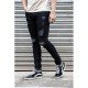 Men Black Ripped Pencil Jean Trousers