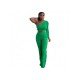  Pure Color One Shoulder Casual Trouser Suit