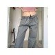 Casual Ladies Gray Solid Straight Leg Jeans