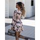  Casual Round Neck Lantern Sleeve Women's Short Dress