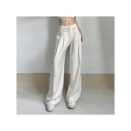  Pure Color Casual Straight Women's Long Pants