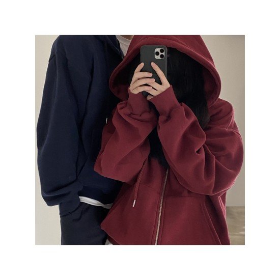 Oversized Solid Hooded Collar Women Coats