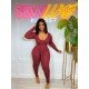  Skinny Pure Color Women's Long Sleeve Jumpsuit