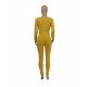  Skinny Pure Color Women's Long Sleeve Jumpsuit