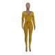  Skinny Pure Color Women's Long Sleeve Jumpsuit